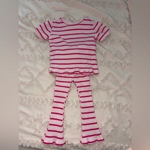 Jessica Simpson Striped Pink Kids Tee and Flare Pants 24M